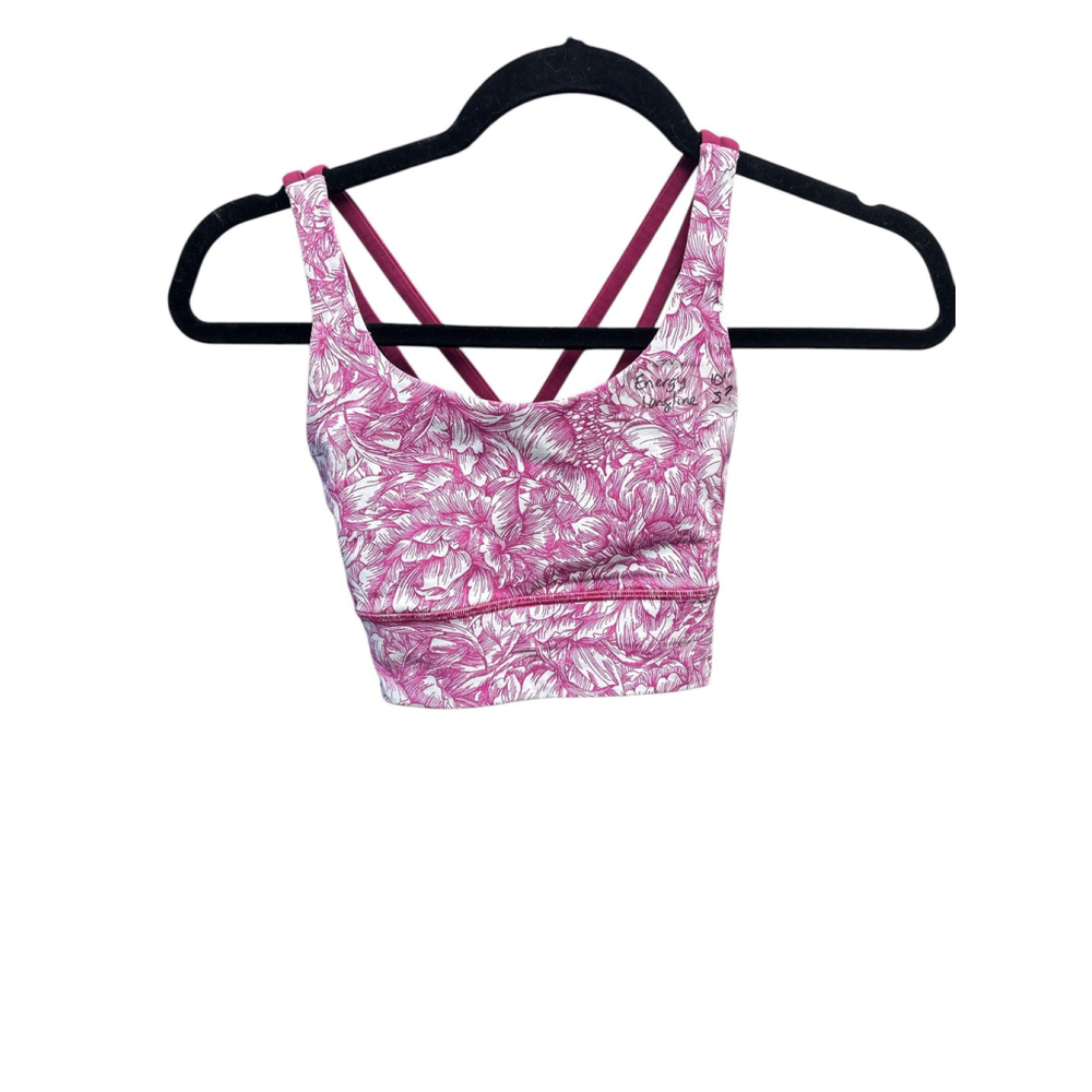 131. Lululemon Energy Bra *Long Line Floral Bloom White Star Ruby / Star Ruby - Picture 3 of 8